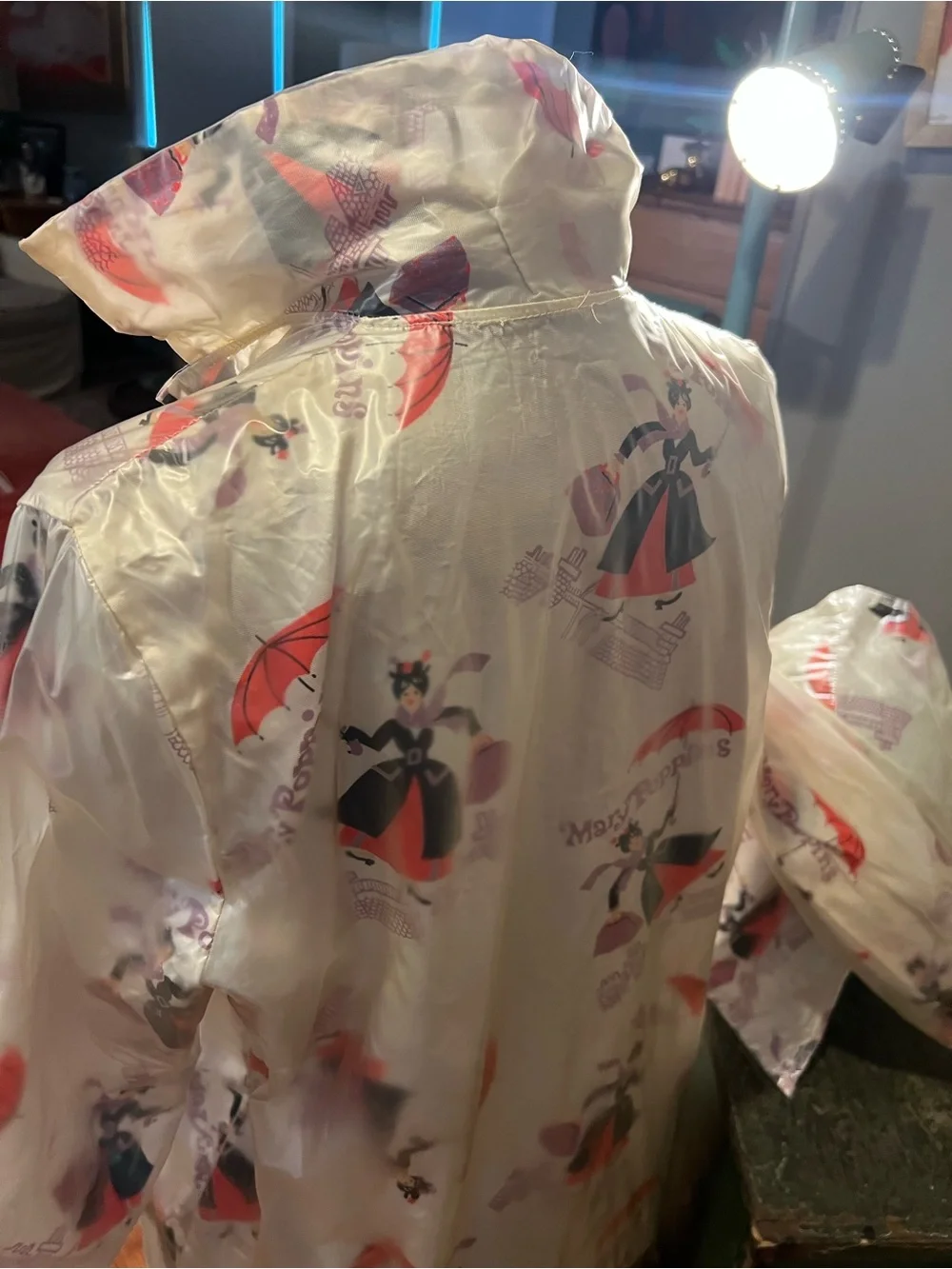 Vtg 1964 Mary Poppins Raincoat Hat NWT Aqua Sheen Disney Deadstock - Picture 3 of 16